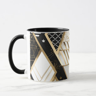 caneca de café com formas geométricas de natal