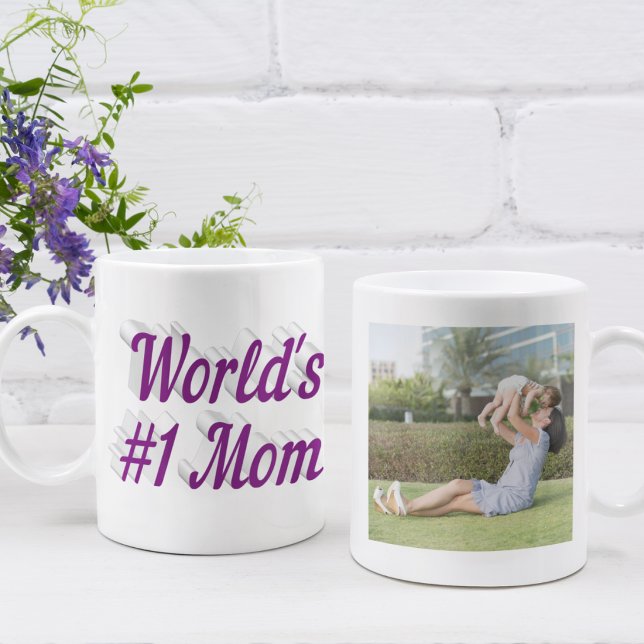 Caneca de Café com Foto da Mamãe texto roxo (Criador carregado)