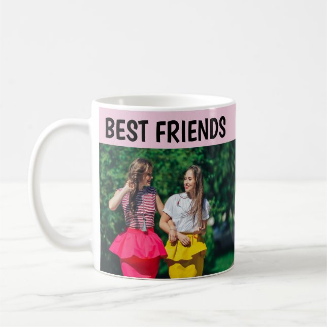 Caneca de café com foto de amigas Chic Moderno (Esquerda)