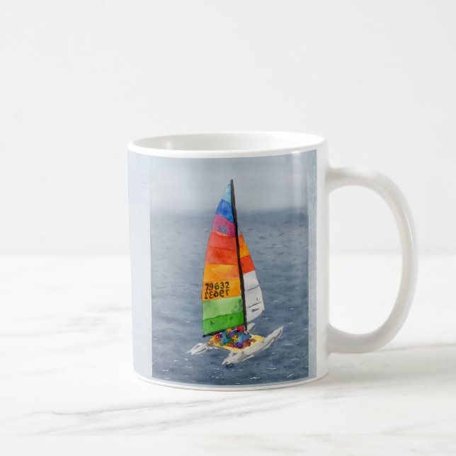 Caneca de Café com Foto de Catamarã Náutico à Vela (Direita)