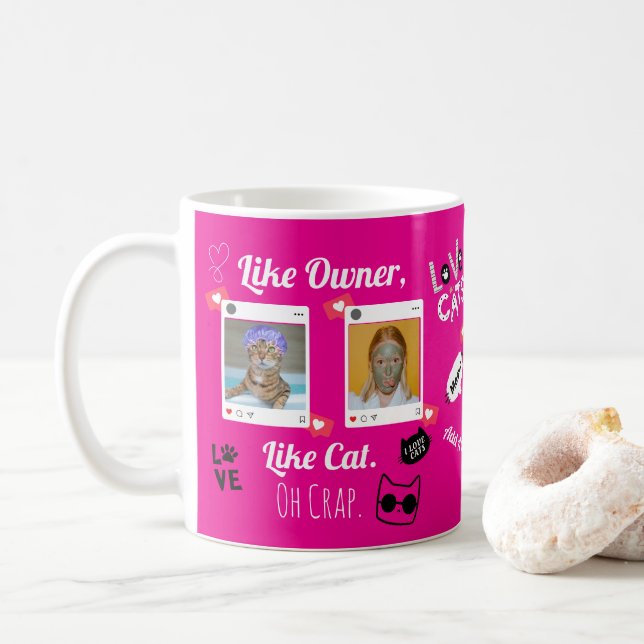 Caneca de Café com Foto de Gato Personalizada | Ca (Com Donut)