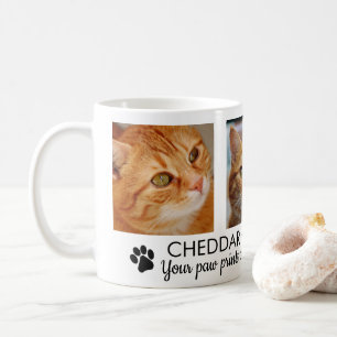 Caneca de Café com Foto Memorial de Gato Pawprints