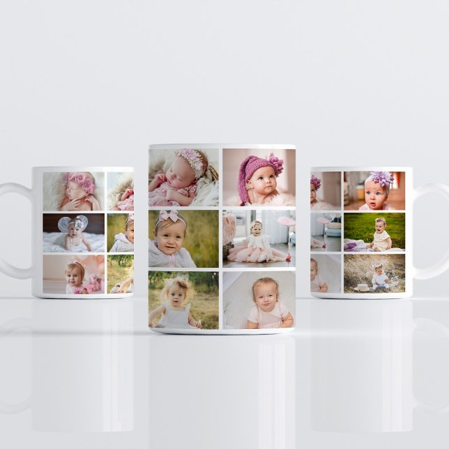 Caneca de Café com Fotos dos Primeiros 12 Meses do (Criador carregado)