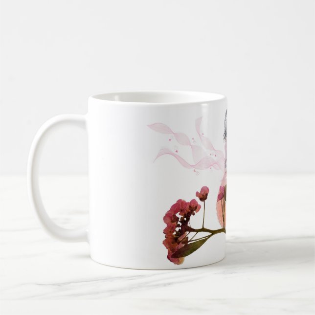 Caneca de Café com Frasco de Perfume Rosa & Flores (Esquerda)