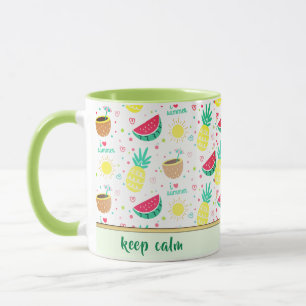 Caneca de Café com Frutas Tropicais Coloridas
