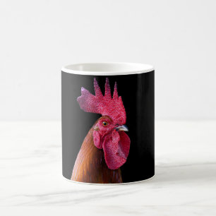 Caneca de café com galo (fundo preto)