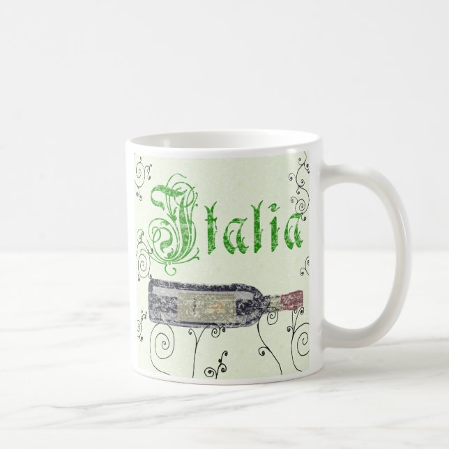 Caneca de Café com Garrafa de Vinho Italiano (Direita)