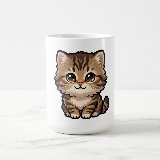 Caneca de Café com Gatinho Malhado Marrom Fofo (Centro)