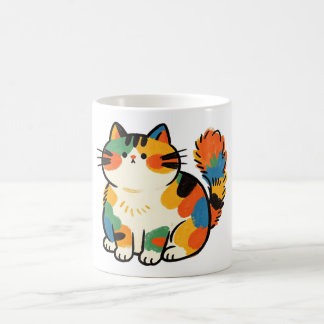 Caneca de Café com Gato Fofo e Gorducho Sentado De