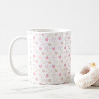 Caneca de Café com Gatos Pastel Adoráveis e Estrel