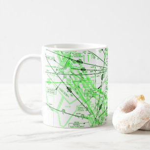 Caneca de café com gráfico de aviação