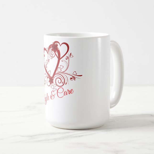 Caneca de Café com Gráfico de Coração com Nome da  (Frente Esquerda)