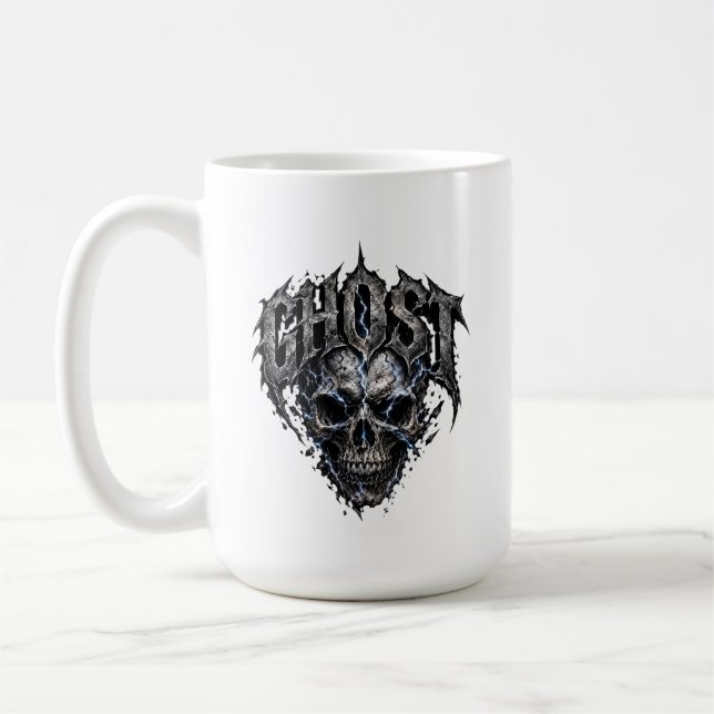 Caneca de café com gráfico gótico de caveira fanta (Esquerda)