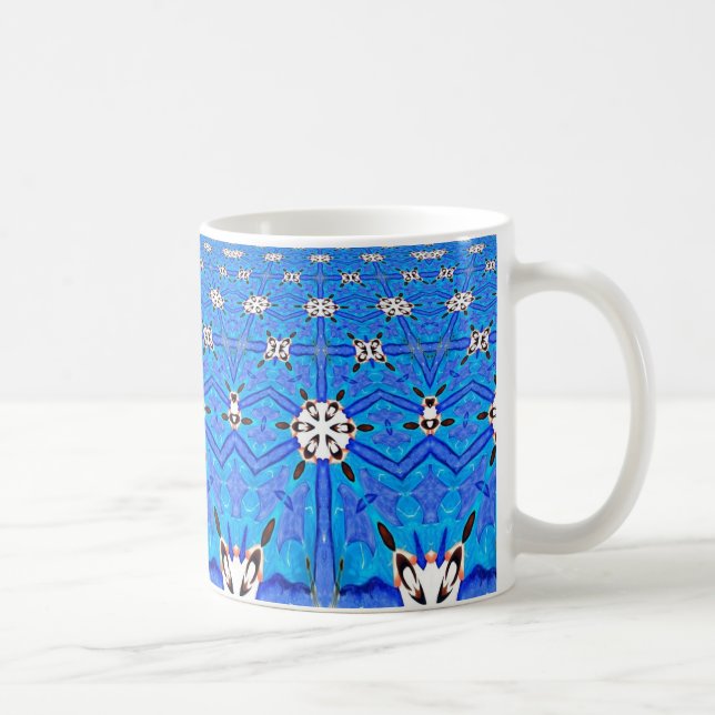 caneca de café com grelha azul geométrica (Direita)
