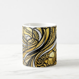 Caneca de Café com Hexágono de Favo de Mel Abstrat