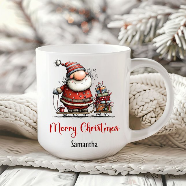 Caneca de Café com Humor de Papai Noel Excêntrico  (Whimsical Quirky Santa Humor Coffee Mug)