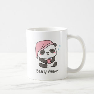 Caneca de café com humor de urso panda sonolento e