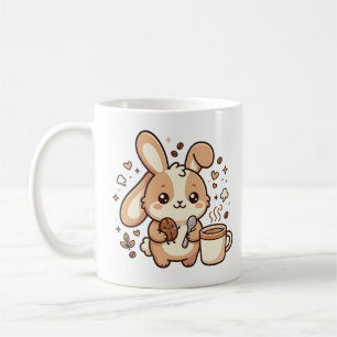 Caneca de Café com Ilustração de Coelho Kawaii