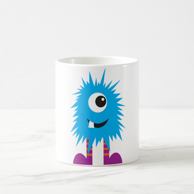 Caneca de Café com Ilustração de Monstro Azul Fofo (Centro)