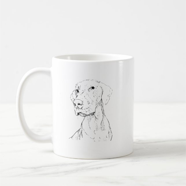 Caneca de Café com Ilustração Minimalista de Vizsl (Esquerda)