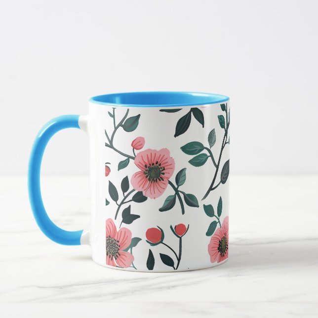 Caneca de Café com Impressão Floral Encantadora (Esquerda)