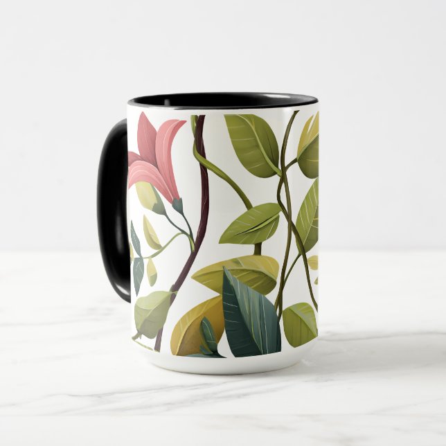 Caneca de Café com Impressão Floral Encantadora (Frente Esquerda)