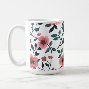 Caneca de Café com Impressão Floral Encantadora