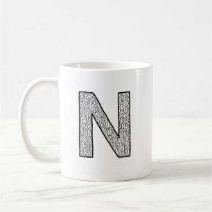 Caneca de Café com Inicial da Letra N – Estilo Mod