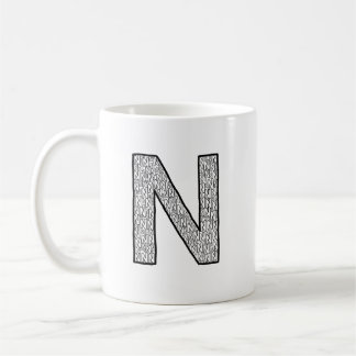 Caneca de Café com Inicial da Letra N – Estilo Mod