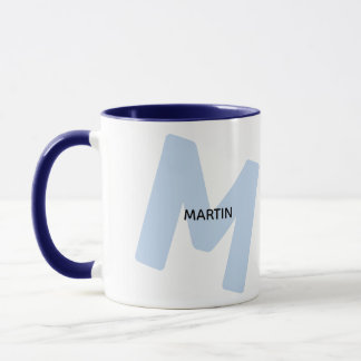 Caneca de café com inicial e nome modernos monogra