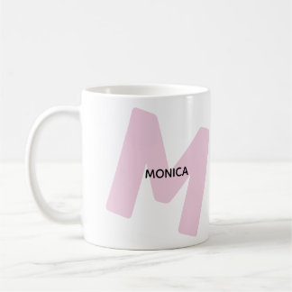 Caneca de café com inicial e nome modernos monogra