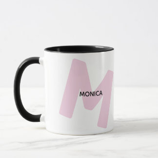 Caneca de café com inicial e nome modernos monogra