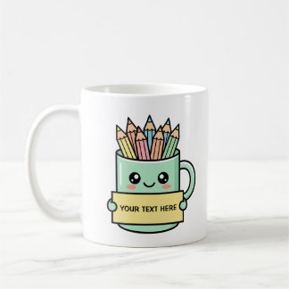 Caneca de Café com Lápis Sinal em Branco Gráfico P