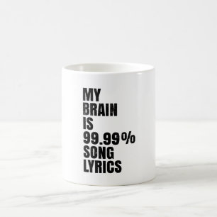 Caneca de Café com Letra de Música do Meu Cérebro