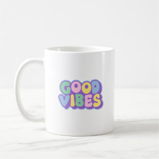 Caneca de Café com Letras de Bolha Coloridas e Vib
