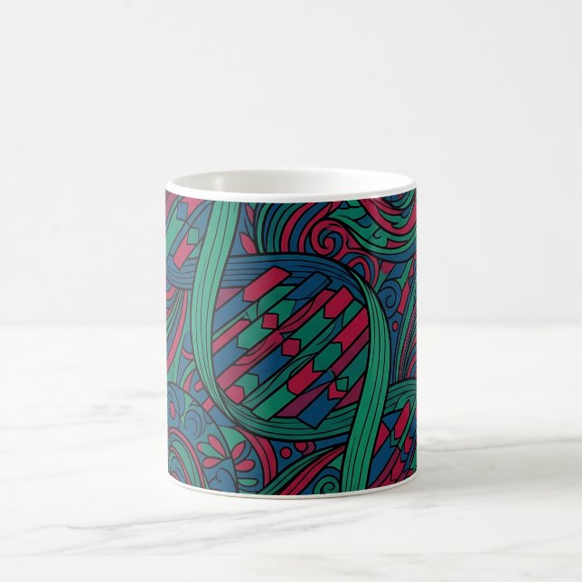 Caneca de café com linha abstrata de dupla hélice  (Centro)