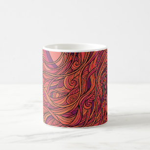 Caneca de Café com Linhas Laranjas de Medusa Abstr