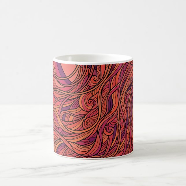 Caneca de Café com Linhas Laranjas de Medusa Abstr (Centro)