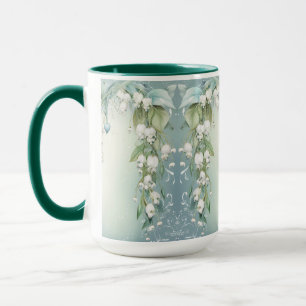 Caneca de Café com Lírio-do-Vale em Aquarela