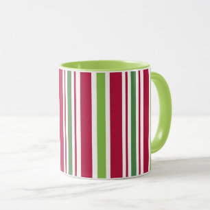 Caneca de Café com Listras de Doces de Natal Retrô