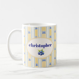 Caneca de Café com Listras e Nome Personalizado Fo