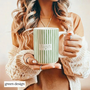 Caneca de Café com Listras e Nome Personalizado Fo