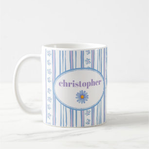 Caneca de Café com Listras e Nome Personalizado Fo