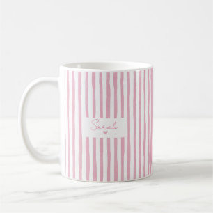 Caneca de Café com Listras e Nome Personalizado Fo