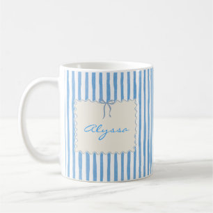 Caneca de Café com Listras e Nome Personalizado Fo