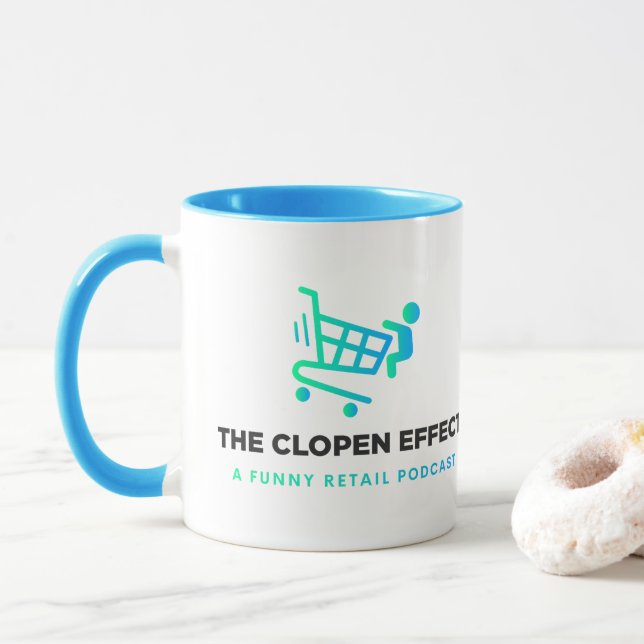 Caneca de Café com Logo Preto de Duas Cores - O Ef (Com Donut)