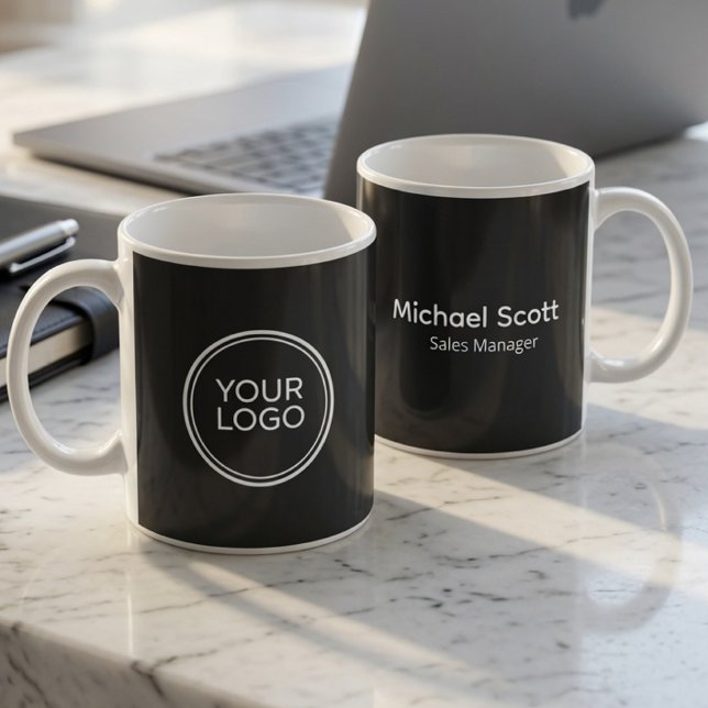 Caneca de café com logotipo personalizado da empre (Criador carregado)