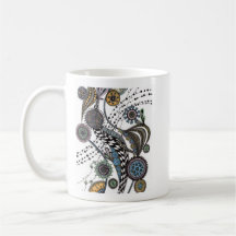Caneca de Café com Mandala e Fita Xadrez Caprichos