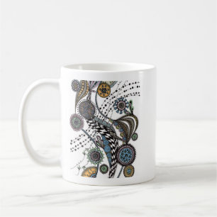 Caneca de Café com Mandala e Fita Xadrez Caprichos