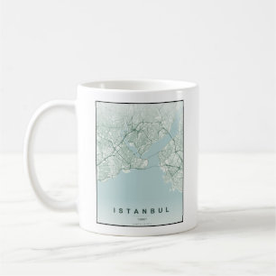Caneca de Café com Mapa da Cidade de Istambul Turq